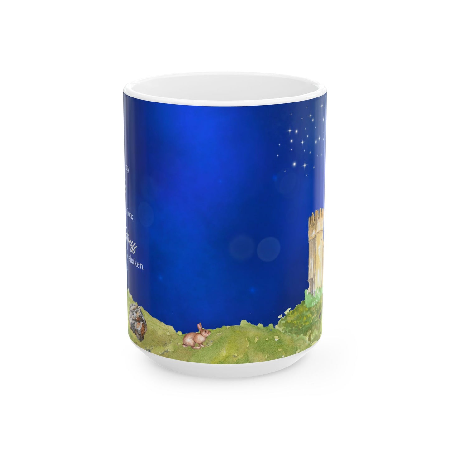 Psalm 62:2 & Nighttime Fantasy Ceramic Mug - Cozy Drinkware for Home, Office, Birthdays, Gifts, Holidays, Coffee Lovers, Bible Lovers