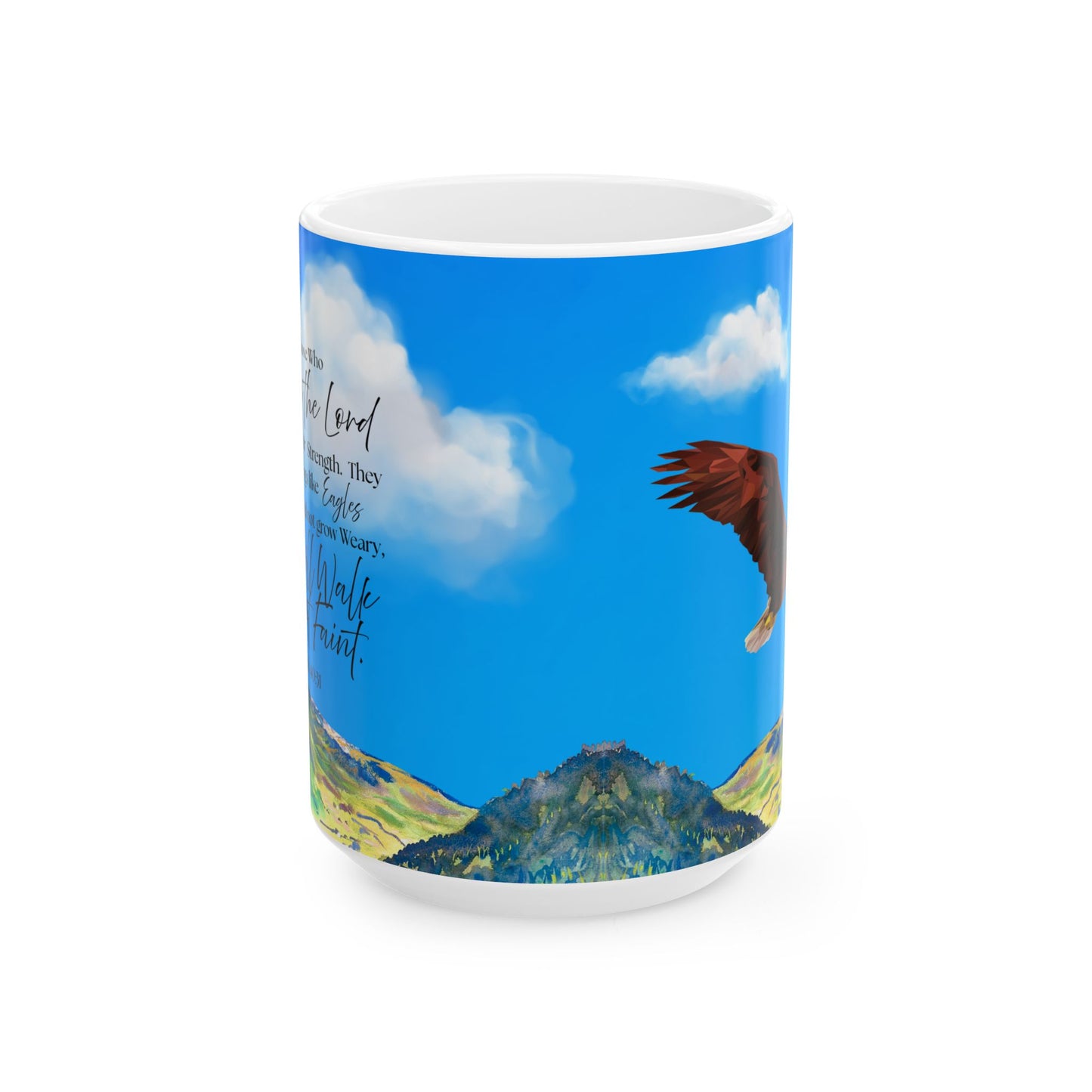 Isaiah 40:31 Inspiring Nature Ceramic Mug - Motivational Quote for Coffee Lovers, Nature Enthusiasts, Gift for Friends, Office Decor