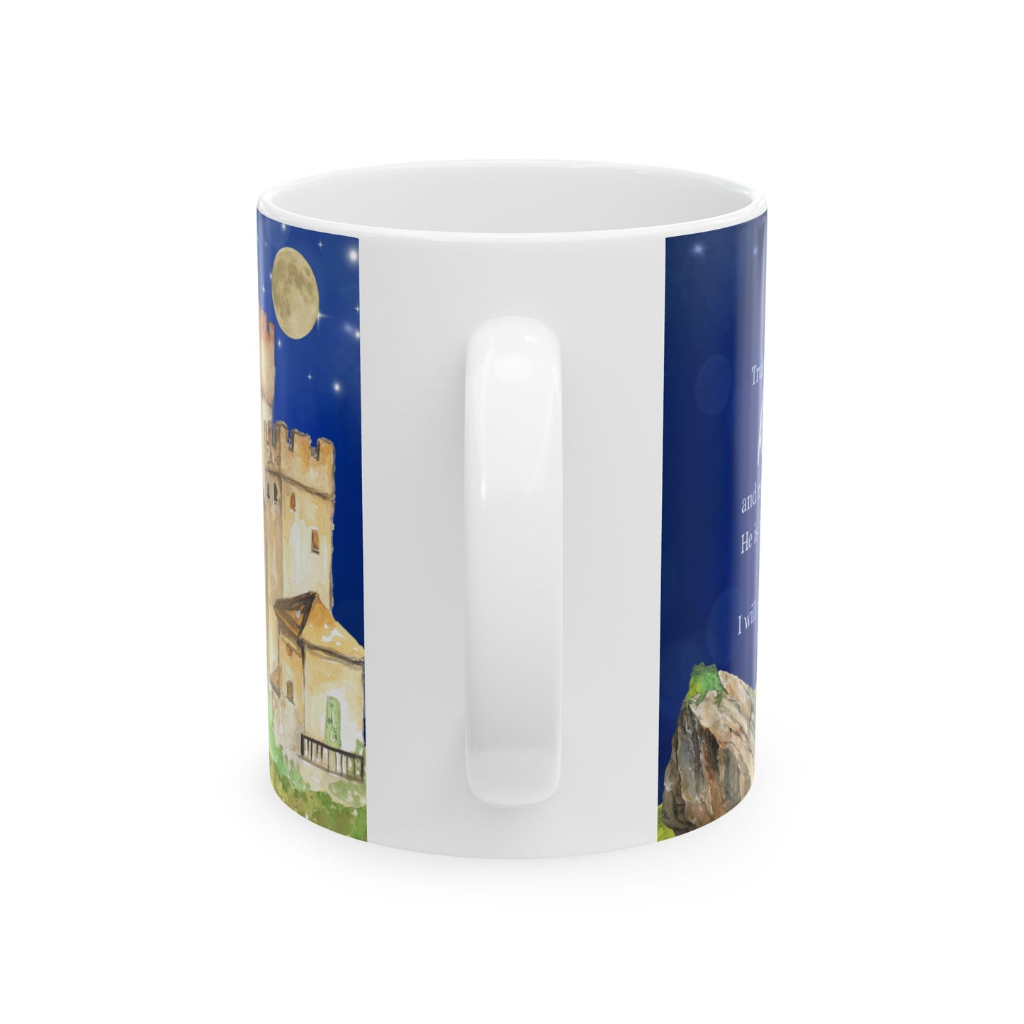 Psalm 62:2 & Nighttime Fantasy Ceramic Mug - Cozy Drinkware for Home, Office, Birthdays, Gifts, Holidays, Coffee Lovers, Bible Lovers