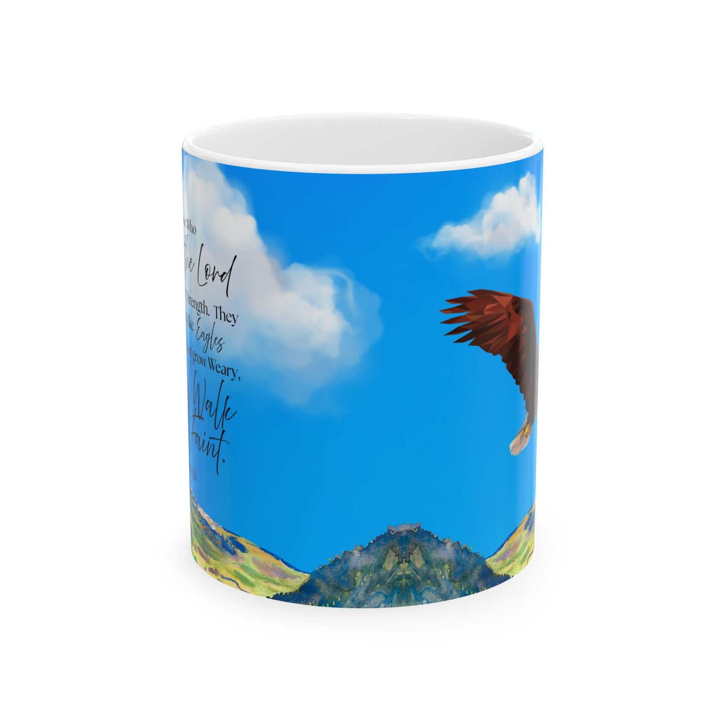 Isaiah 40:31 Inspiring Nature Ceramic Mug - Motivational Quote for Coffee Lovers, Nature Enthusiasts, Gift for Friends, Office Decor
