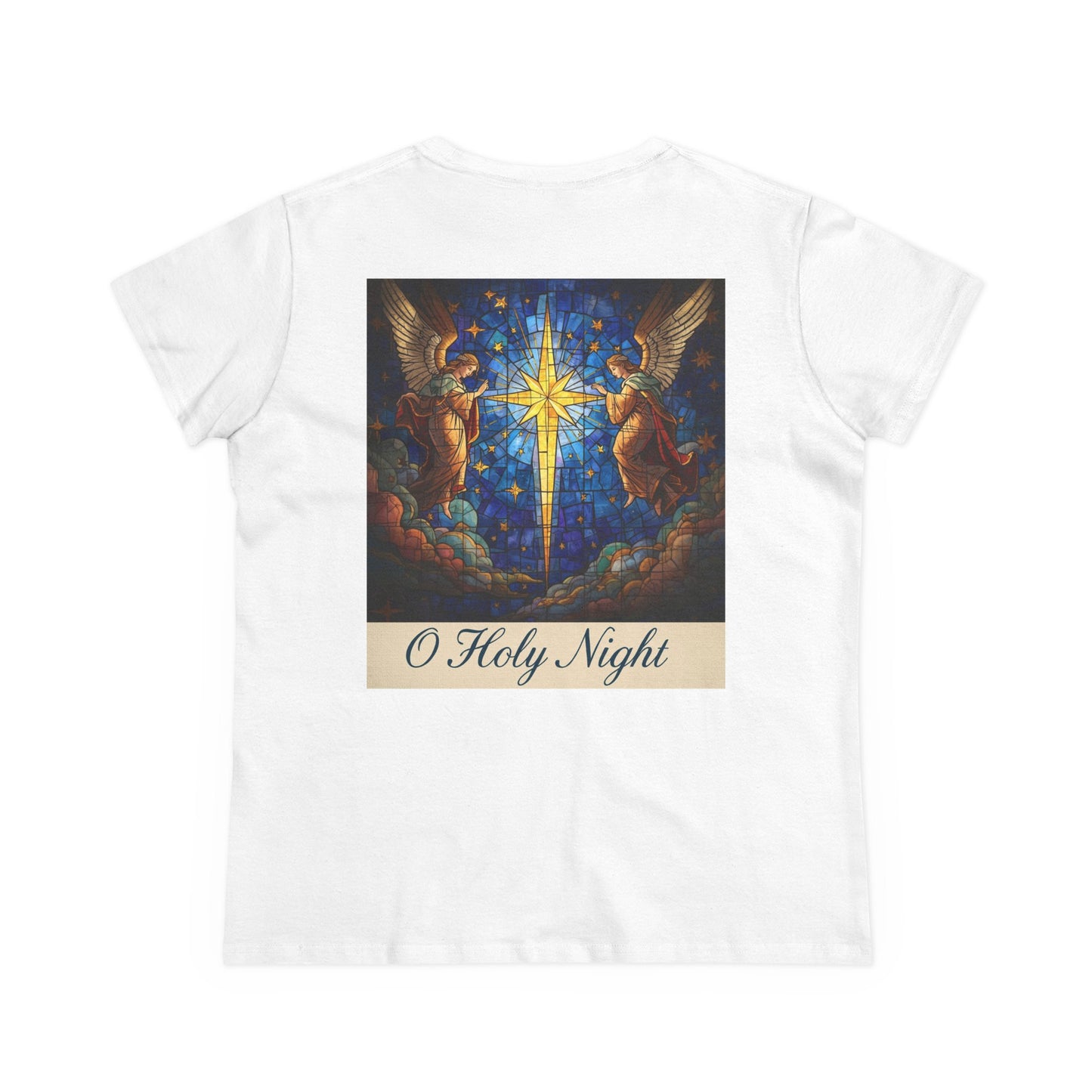"O Holy Night" Women's Tee — Christmas Angels Star Graphic Cotton Shirt