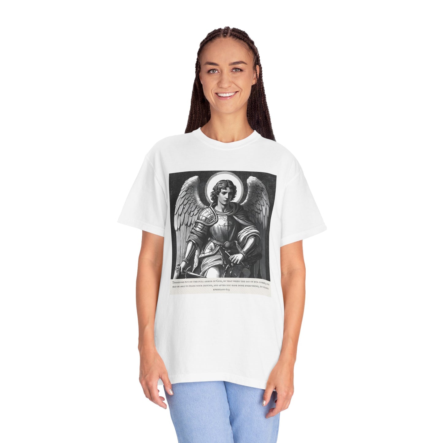 Angel Graphic T-Shirt - Ephesians 6:13 Unisex Cotton Tee