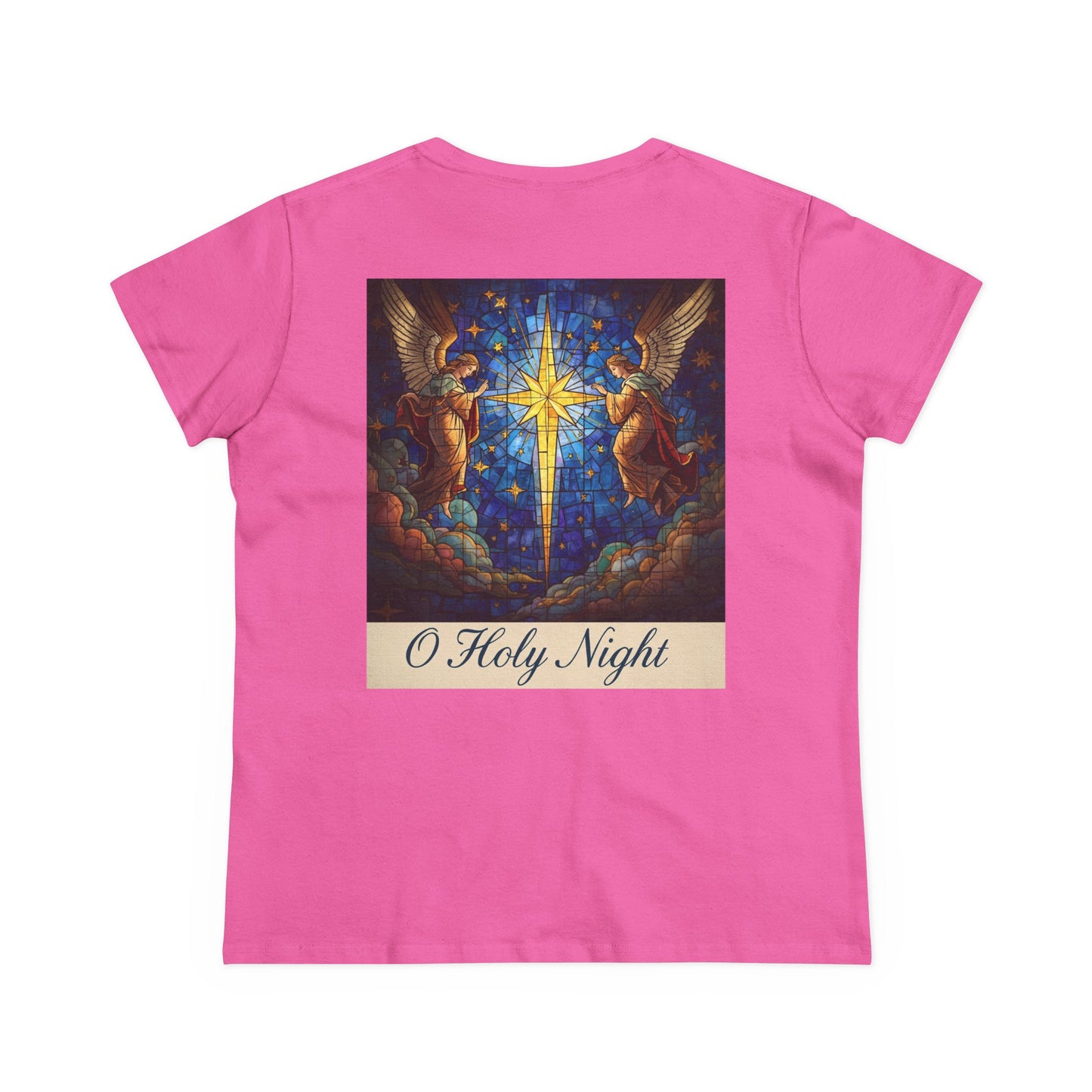 "O Holy Night" Women's Tee — Christmas Angels Star Graphic Cotton Shirt