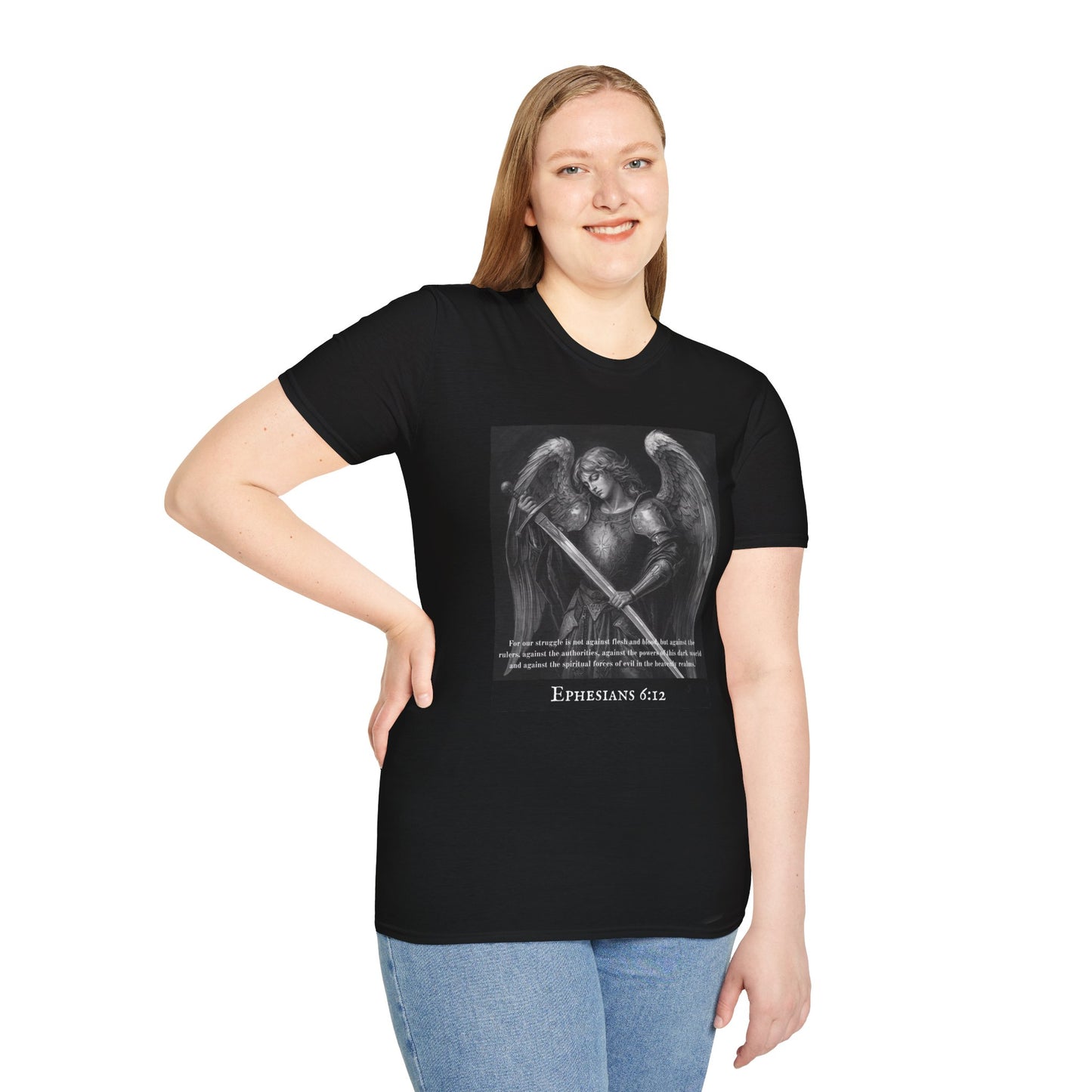 Ephesians 6:12 Angel Graphic Tee - Faith & Hope Unisex T-Shirt