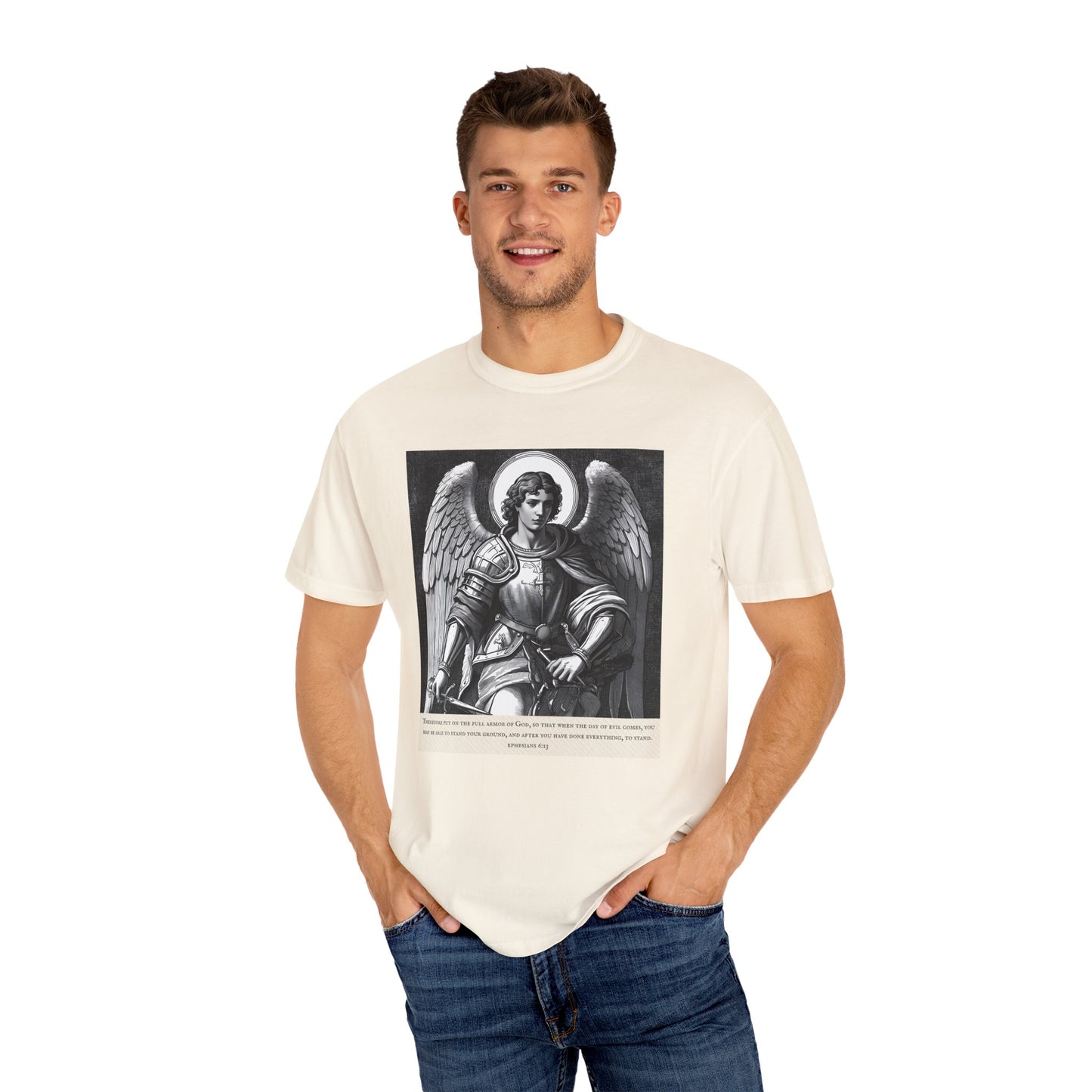 Angel Graphic T-Shirt - Ephesians 6:13 Unisex Cotton Tee