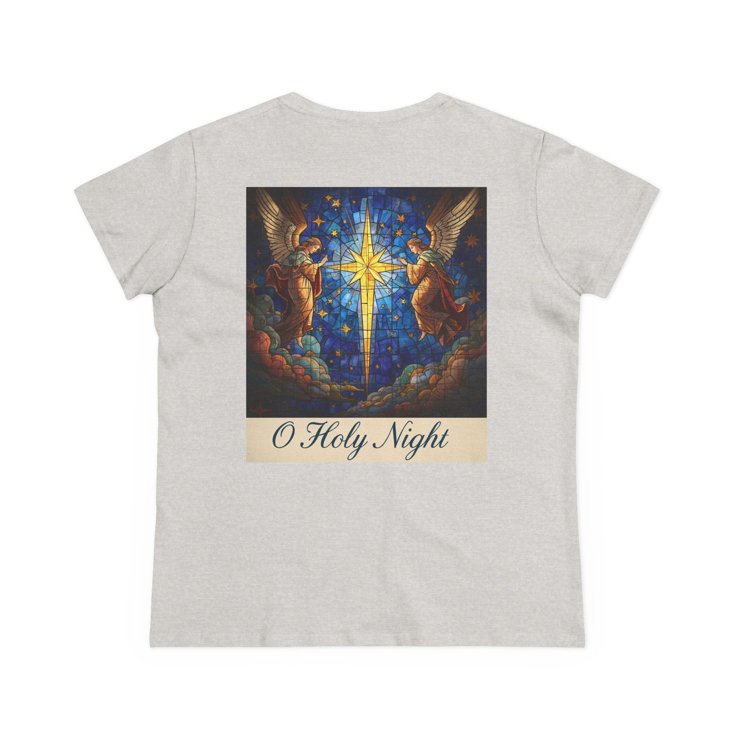 "O Holy Night" Women's Tee — Christmas Angels Star Graphic Cotton Shirt