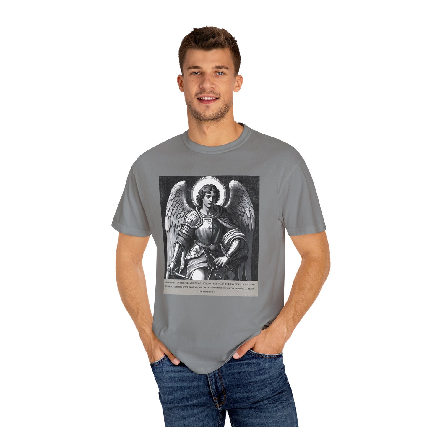 Angel Graphic T-Shirt - Ephesians 6:13 Unisex Cotton Tee