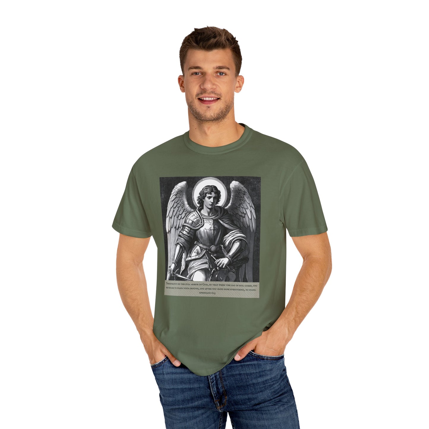 Angel Graphic T-Shirt - Ephesians 6:13 Unisex Cotton Tee