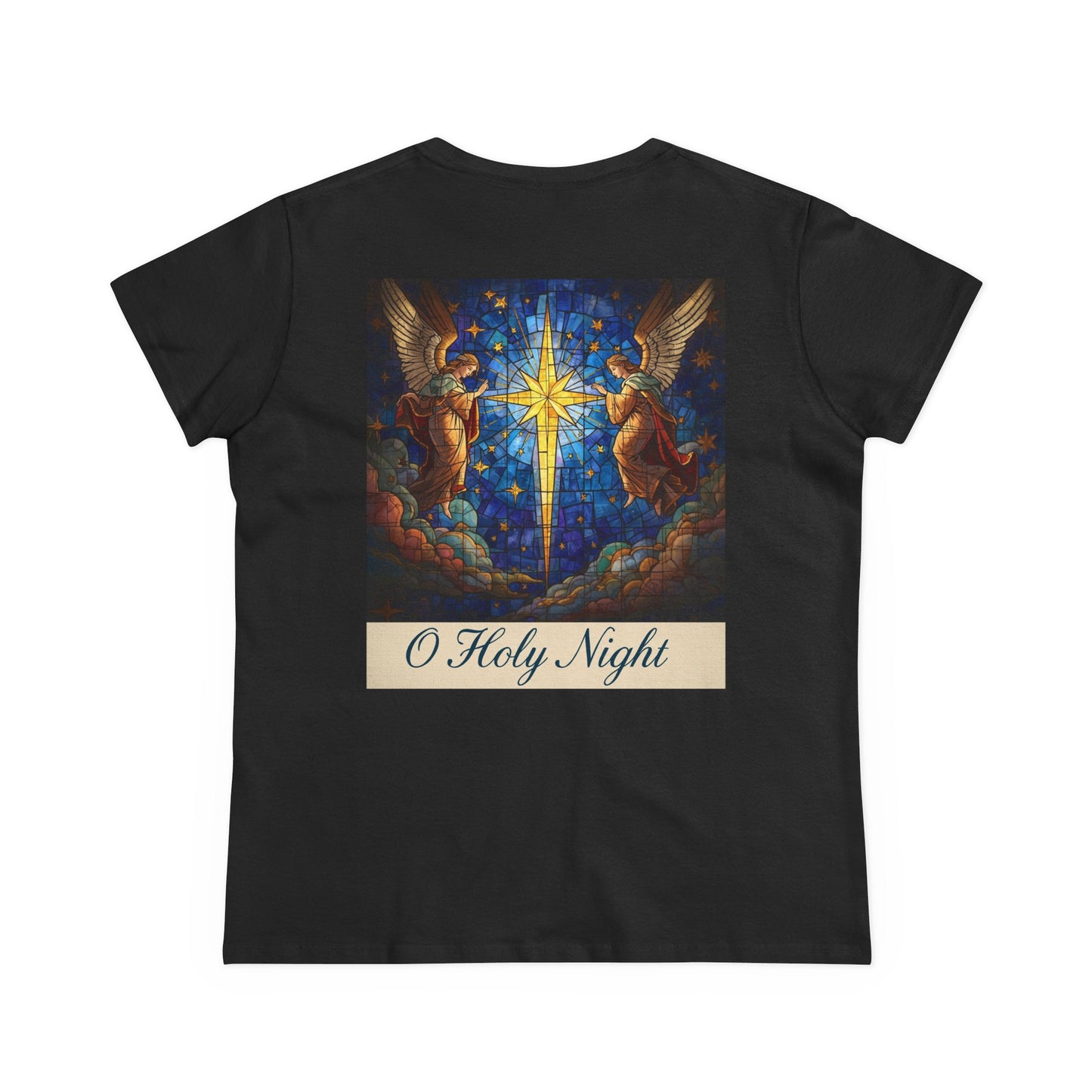 "O Holy Night" Women's Tee — Christmas Angels Star Graphic Cotton Shirt