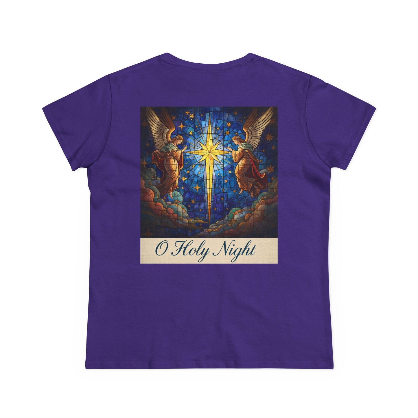 "O Holy Night" Women's Tee — Christmas Angels Star Graphic Cotton Shirt