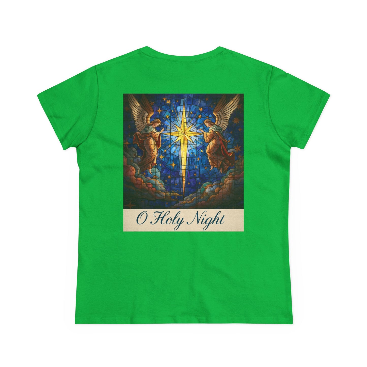 "O Holy Night" Women's Tee — Christmas Angels Star Graphic Cotton Shirt