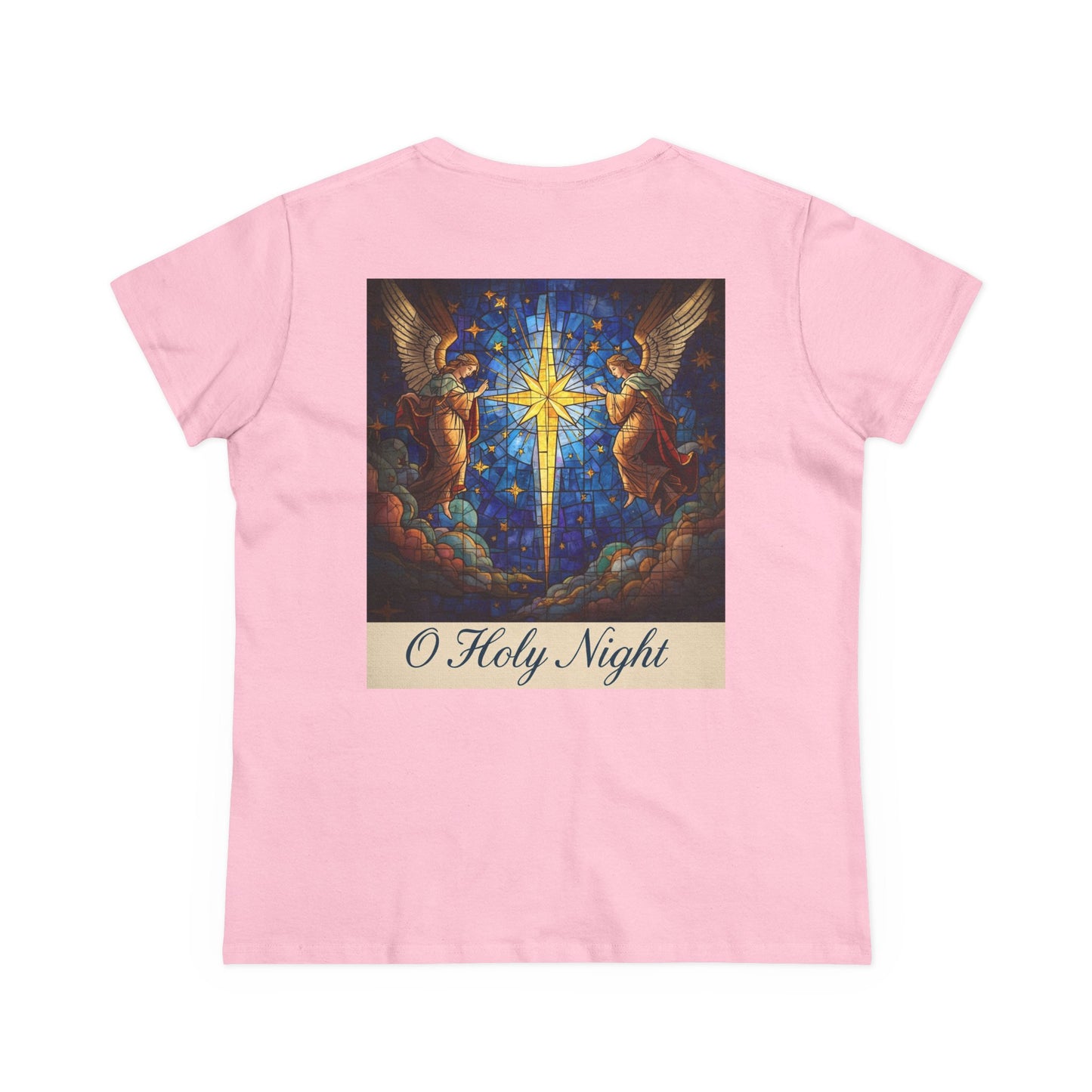 "O Holy Night" Women's Tee — Christmas Angels Star Graphic Cotton Shirt