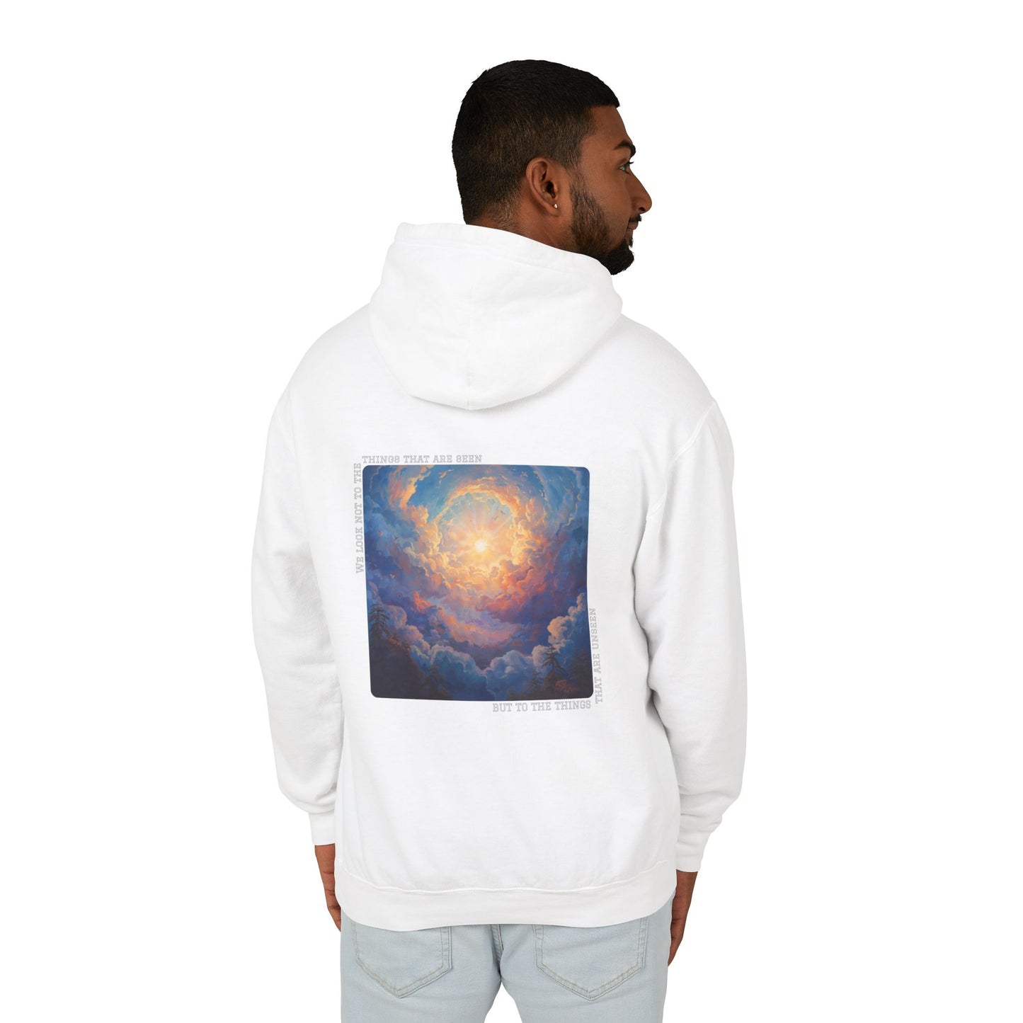 Inspirational "Open Heavens" 2  Corinthians 4:18 - Sweatshirt - Unisex Lightweight Hooded Sweater